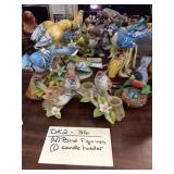 4 Bird Figurines and 1 Candle Holder