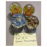 Lot of 4 Glass Paperweights