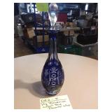 Vtg Bohemian Cobalt Blue Decanter w/Stopper