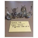 Clear glass Figurines Set of 4