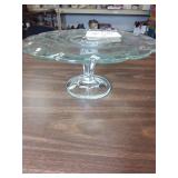 Vtg Indiana Glass Crystal Stem Cake Plate