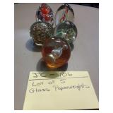 Lot of 5 Glass Paperweights