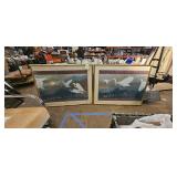 Huge 2 Pcs Framed Art Cranes/Herons