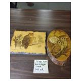Vtg Sliced Wood Wall Art/Plaques Owls