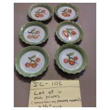 6 mini plates (strawberries, peaches, apples)