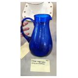 Vintage Cobalt Glass Mixing Bowl and Pitcher