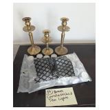 Brass Look Metal Candlesticks & Tealights