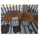 Pair of Wood & Metal Storage Side Tables