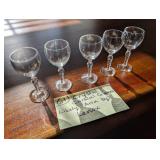 Crystal Cordial Glasses, Likely Aria by Lenox