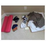 Misc Lot, Yoga Mat, Winter Hats & Gloves, Blankets