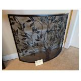 Metal Tree Curved Fireplace Screen