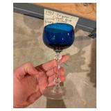 Cobalt Blue Crystal Wine Glasses, Likely Tiffin