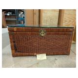 Vintage Glass Top Rattan Chest