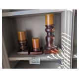 Pottery Barn Ryland Wood Pillar Candle Holders