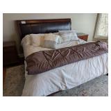 Wood & Leather Look Upholstered Sleigh King Bed