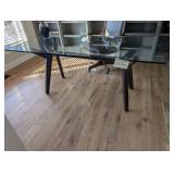 Modern Minimalist Glass Top Wood Desk