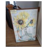 Framed Sunflower Canvas Art, ~ 3' to 4' h