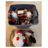 Christmas Decor Lot (g) Totes of Santas, Etc
