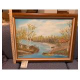 Framed Signed Lake House Painting by H.L Gilroy #2