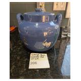 Vintage Blue Glazed Pot w/ Lid