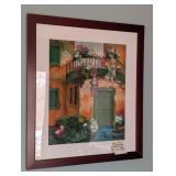 Signed Framed Villa Door Pastels Painting