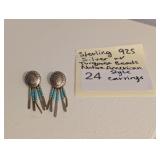 925 Sterling Silver w/ Turquoise Beaded Earrings