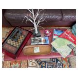 Assorted Table Decor, Maps, Post Cards