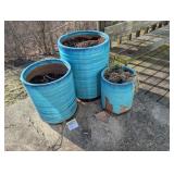3 Large Ceramic / Cement Turquoise Flower pots