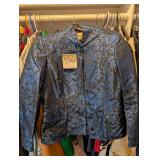 Burberry Womens Sz 10 Blue Brocade Jacket