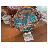 Antique 19th Century Floral Leaf Handled Platter