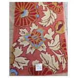 Red / Coral Floral Runner Rug 2ft x 7ft