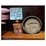 Antique Wood Butter Mold, Flower Pattern Pot
