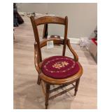 Antique Victorian Needlepoint Ladderback Chair
