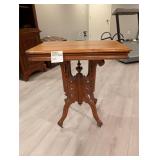 Antique Victorian Walnut Parlor Table w/ Wheels