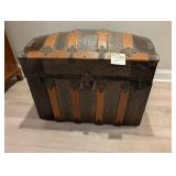 Antique Wood Steamer Trunk, Acord Pattern