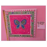 Girls Butterfly Painted Wood Art Plaque