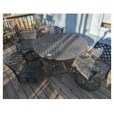 Metal Patio Table & Spring Rocker Swivel Chairs