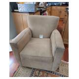 Crate & Barrel Suede-like Tan Swivel Armchair