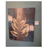 Canvas Wall Art, Blue / Neutral Leaves