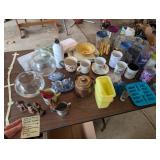 1/2 Of Table Contents, Pewter, Glassware, etc