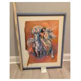 Native American Molded Leather Painting, Signed