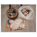 Antique/Vintage Sewing Box, Handkerchiefs