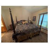 King Dark Cherry Carved Four Post Bed