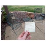 Green Patio Chairs & Table (A)