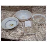 Milk Glass, China, Hobnail Dishes