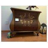 Bombe Chest of Drawers, Red & Gold Accents