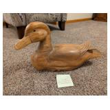Large Vintage Hand Carved Wood Duck