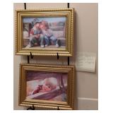 Pair Donald Zolan Prints w/ Display Rack
