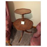 Antique Vintage 2 Tier Piecrust Side Table