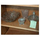 Vtg Cut Crystal/Glass Tray, Salt Cellar, Etc